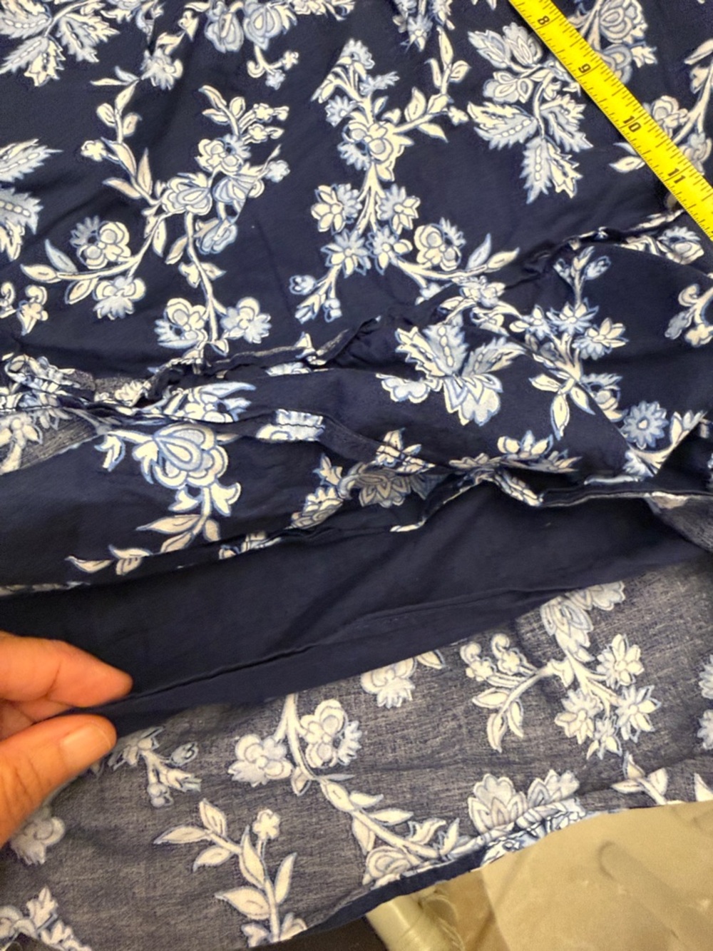 J. Crew Cottagecore high waisted blue white Ruffle Floral skirt size medium - Picture 7 of 8